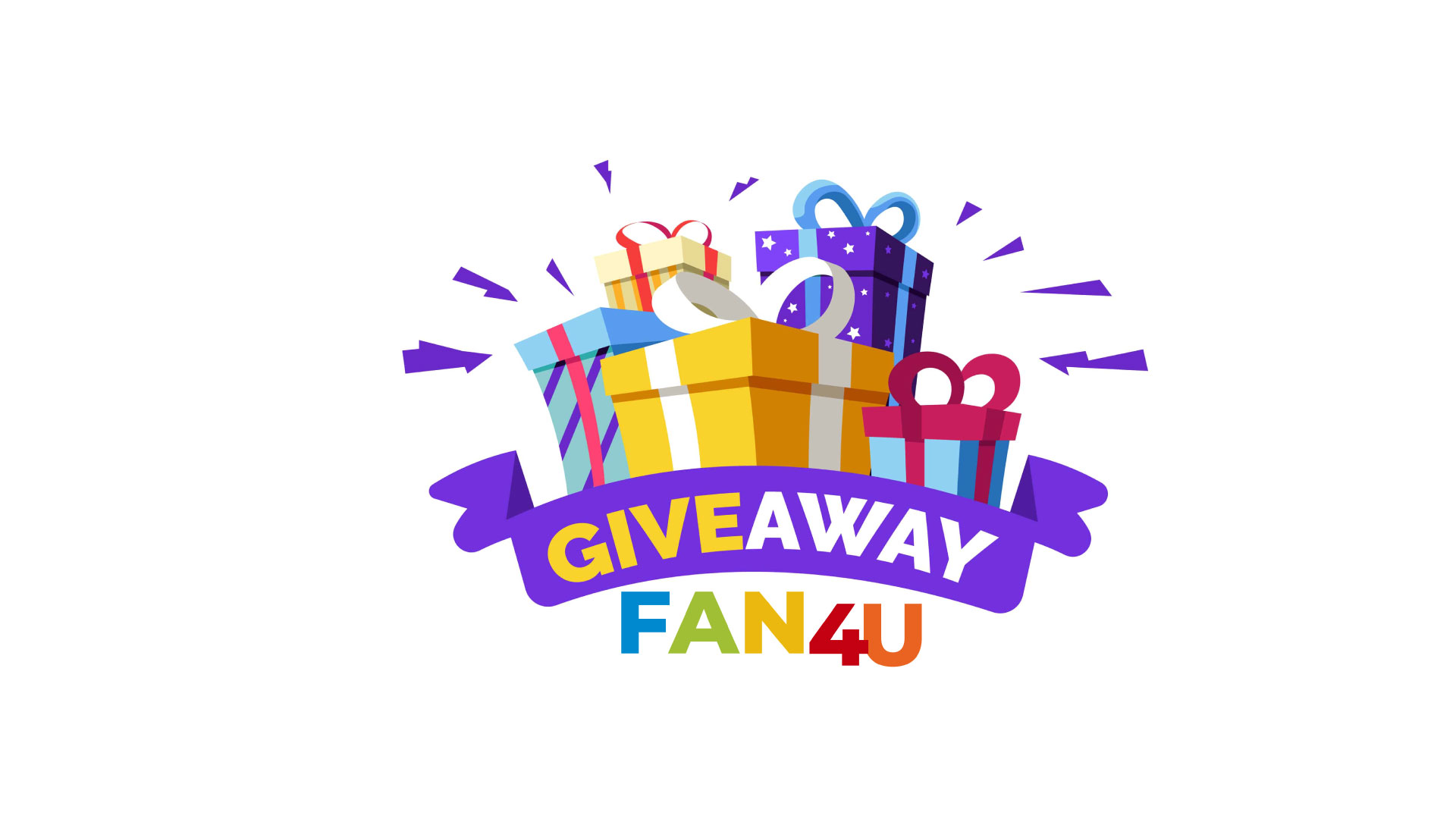 Image of a gift box, symbol of a giveaway prize, with the Fan4U logo. The box represents the excitement and anticipation of winning a unique and customized prize from Fan4U.